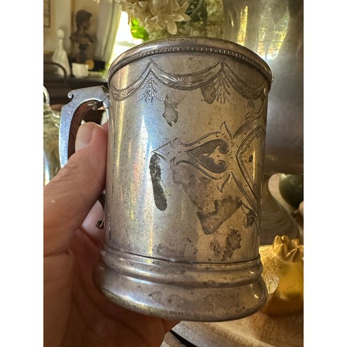 Vintage Antique coin silver ? handled cup children engraved Libbie Name 3x2”mug - 第 11/16 張圖片