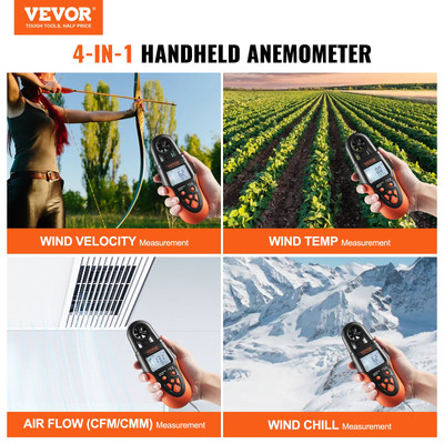 VEVOR Bluetooth Handheld Anemometer, 14 -140 , Digital Wind Speed Meter Gauge wi