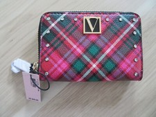 NWT NEW VICTORIA'S SECRET Plaid Tarten Small Zipper Wallet Credit Card Holder