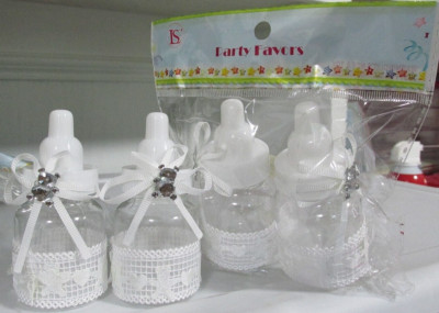 Baby Shower Party Favors Bottles Teddy Bear White Fillable Prize Lot 24 Plastic