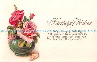 R330676 Birthday Wises On this froh happy Birthday Blumen in Vase 1927