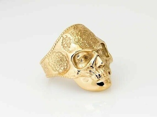 Sugar Flower Mandala Jewelry Vintage Ring Punk Biker Mens Skull - Afbeelding 14 van 15