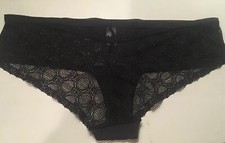 Vtg Victoria s Secret M Black Sheer Lace Bikini Hiphugger Panties