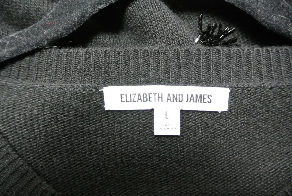 NUEVO, Suéter con Flecos con Cuentas Elizabeth and James Fionn en Negro - Talla L #S27 Foto 4 de 4