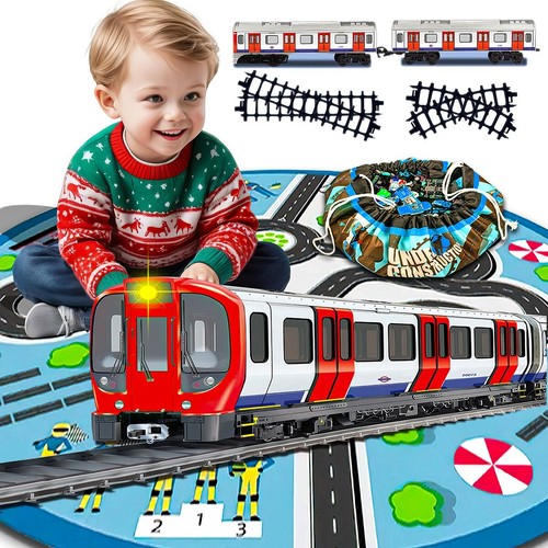 Electric Subway Train Toy Blue Carpet Light Sound 18PCS Educational Storage Mat - Picture 5 of 11