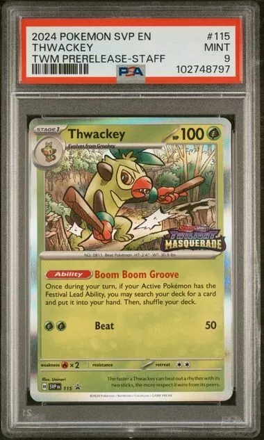 2024 Thwakey TWM Staff Perelease Stamped Holo PSA 9 GTC8797 TCGG