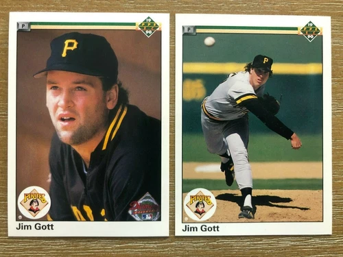 (2) 1990 Upper Deck JIM GOTT Pirates Baseball Error & Corrected Cards #89 NM-MT+