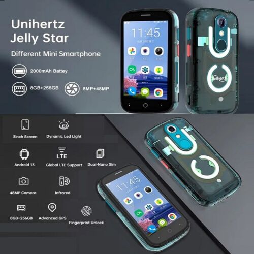 Unihertz Jelly Star Mini Smartphone 3.0" LED Transparent Backshell 8GB+256GB GPS - Picture 7 of 19