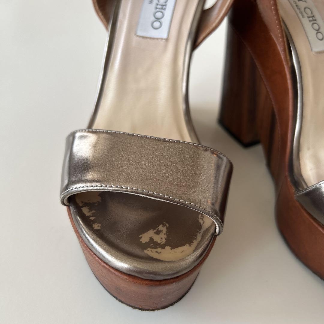 APL JIMMY CHOO sandali donna tacco plateau EU 36 pelle sintetica 89813K Authen