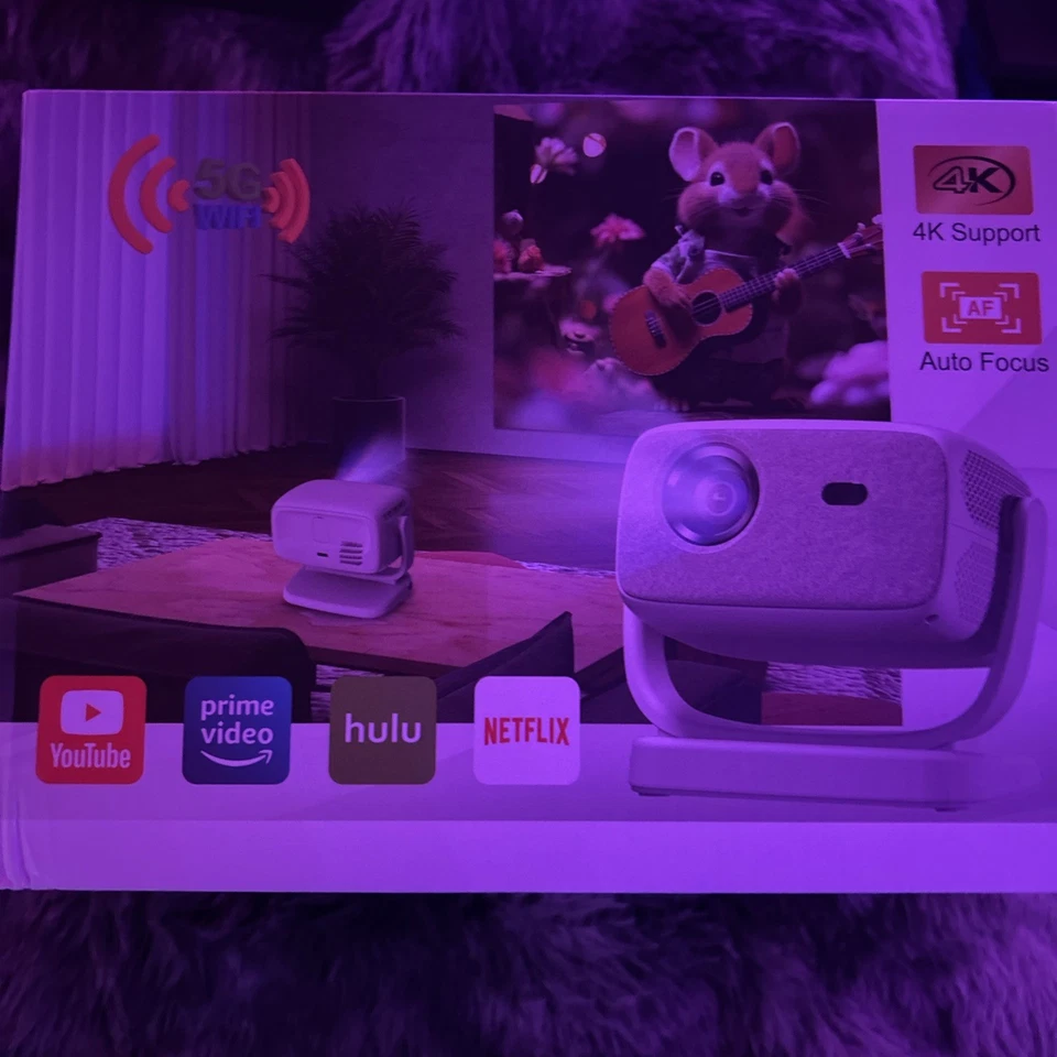 4K Smart Projector with 5G WiFi and Bluetooth 5.2, 600 ANSI Portable Projector - Image 3 of 4