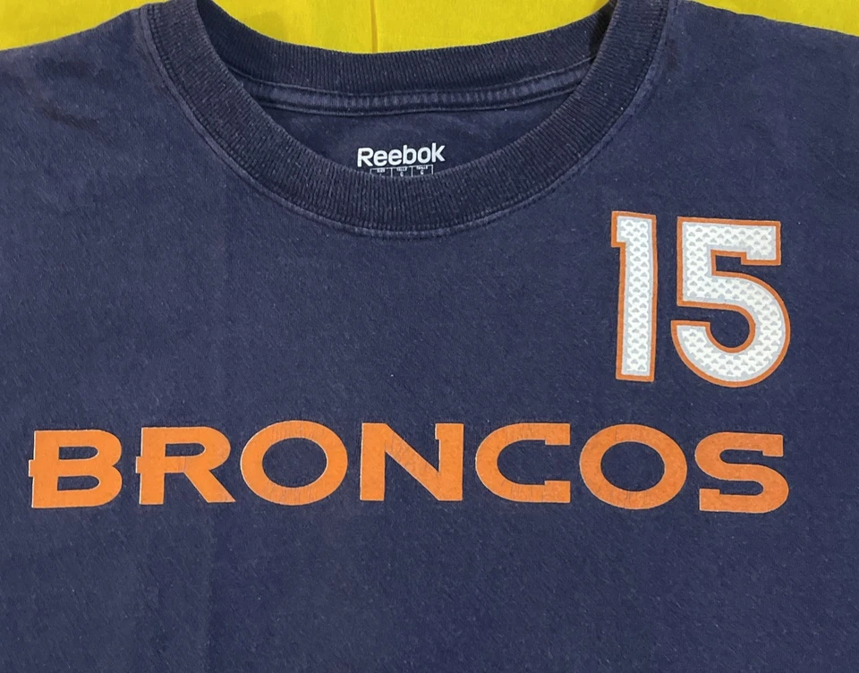 Camiseta Reebok NFL Denver Broncos Tim Tebow #15 Grande Azul Doble Cara Fútbol Foto 2 de 4