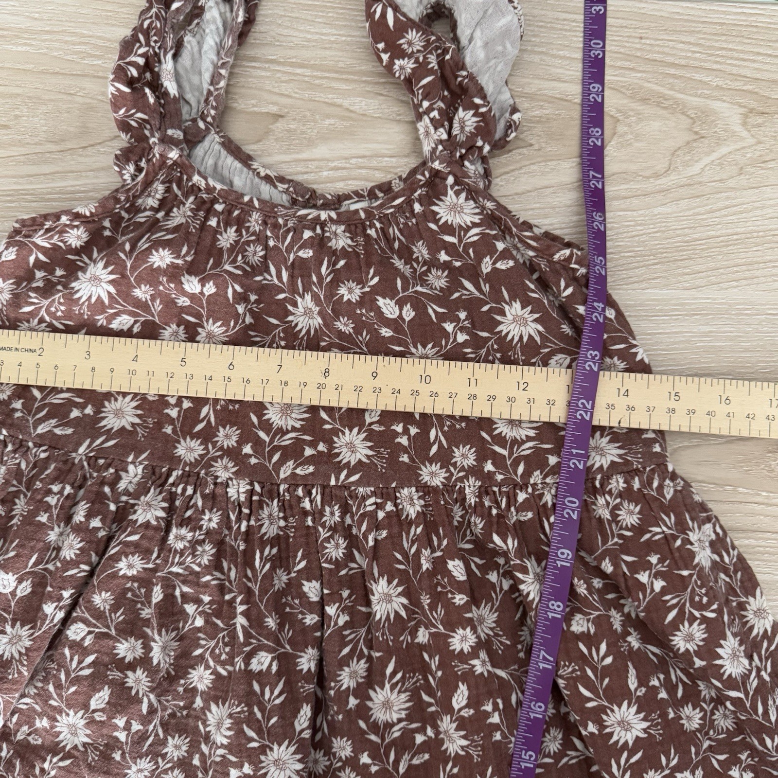 Rylee & Cru 8-9 Years Abbie Tiered Dress Wild Floral Boho Neutral Brown Cotton