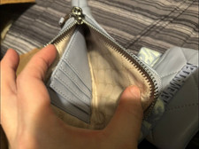 Steve Madden Light Gray Quilted Wristlet Wallet with Logo, Zipper, Wrist Strap