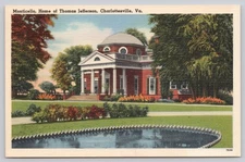 Vintage Linen Postcard Monticello Thomas Jefferson Charlottesville VA