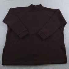 Eileen Fisher Sweater Womens Medium Brown Wool Nylon Mock Neck Pullover Cozy