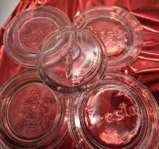 Vintage Canning Lid Lot - 6 Clear Glass Lids Mason, Presto, Kerr, Anchor Hocking