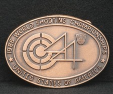 WA25107 NOS 1986 USA WORLD SHOOTING CHAMPIONSHIPS SWEDEN GERMANY BUCKLE