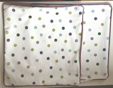 2 x 100% Cotton Cushion Covers 42 X 40cm Cream & Coloured Spots Preowned VGC