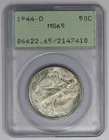 1944-D Walking Liberty Half Dollar PCGS MS65 Rattler