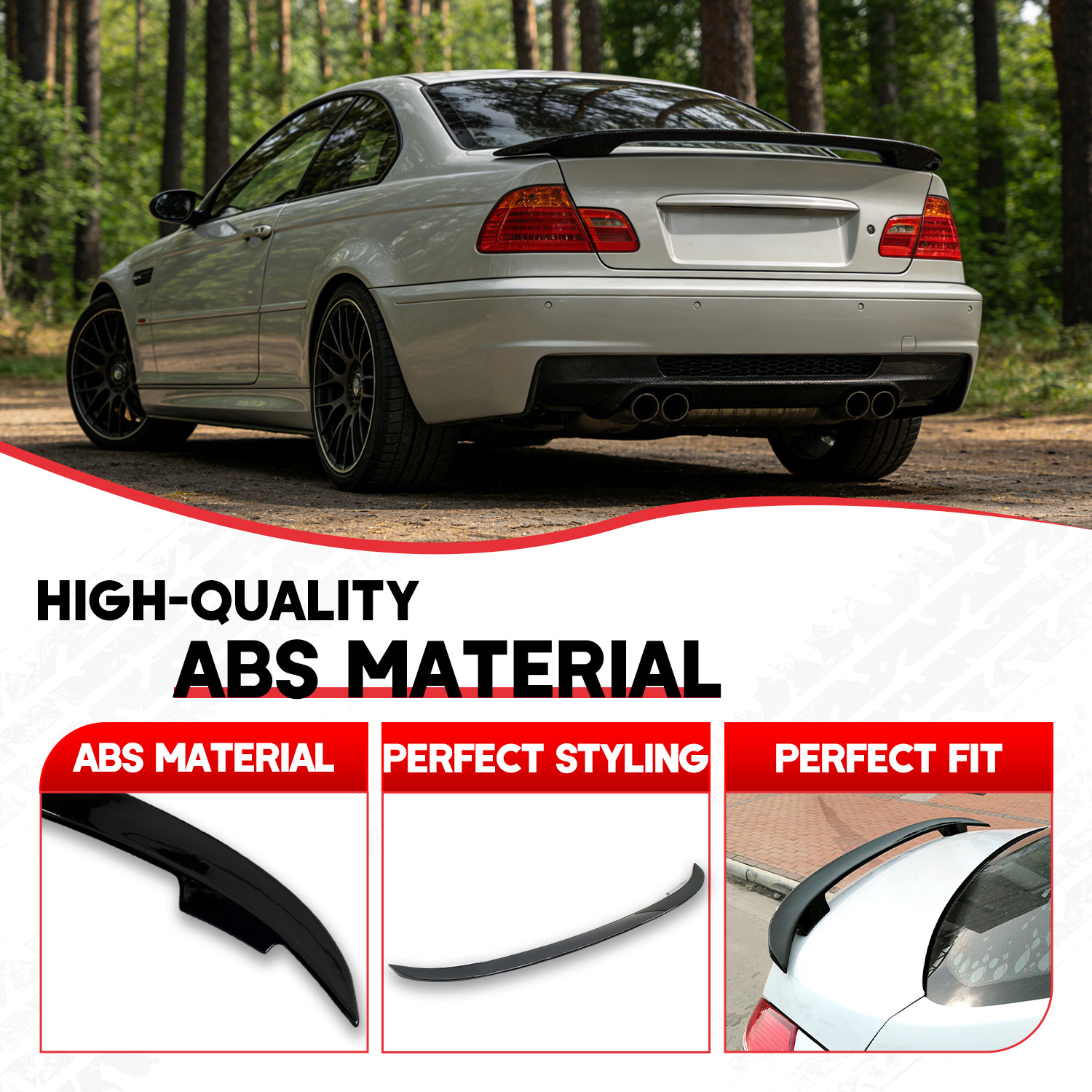 Gloss Black Rear Trunk Spoiler Lip Roof Tail Wing For Maserati GranTurismo Y