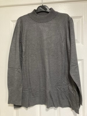 *Neu* Gr. 30/32 Yours dunkelgrauer Pullover mit Trichterausschnitt Pointelle-Besatz