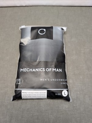 3 PK Mechanics Of Man - Men's Bamboo No Fly Boxer Briefs Underwear - Black