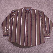 Vintage Wrangler Brushpopper XL Pearl Snap Brown Red Pearl Snap Western Cowboy