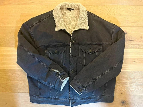 Yeezy Season 5 Sherpa Lined Denim Trucker Jean Jacket Gray Size L - product listing photo