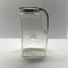 Vintage juice water pitcher glass Retro Refrigerator GE Aluminum Screw Lid