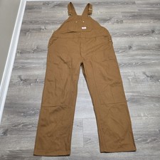 Round House Lot 83 Duck Canvas Bib Overalls Mens 48x32 Brown Workwear Cotton