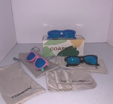 COASION Girls Wayfarer Sunglasses Set Blue Black Pink Full Rim Plastic