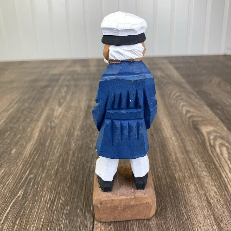 Vintage Hand Carved Wooden Sea Captain Figurine Nautical Maritime Folk Art 6" - Image 3 of 4