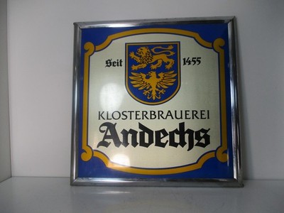 Klosterbrauerei Andechs Werbeschild ca. 24 x 24 cm Bier Werbung Vintage