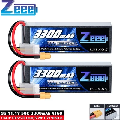 2x Zeee 3S LiPo Akku 11.1V 3300mAh 50C XT60 für RC Auto Flugzeug Drone FPV Hobby