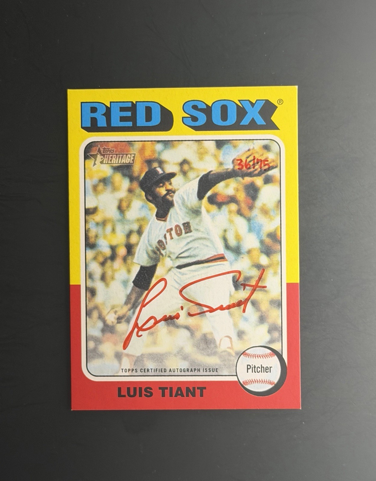 2024 Topps Heritage Luis Tiant Real One Auto Red Ink/75