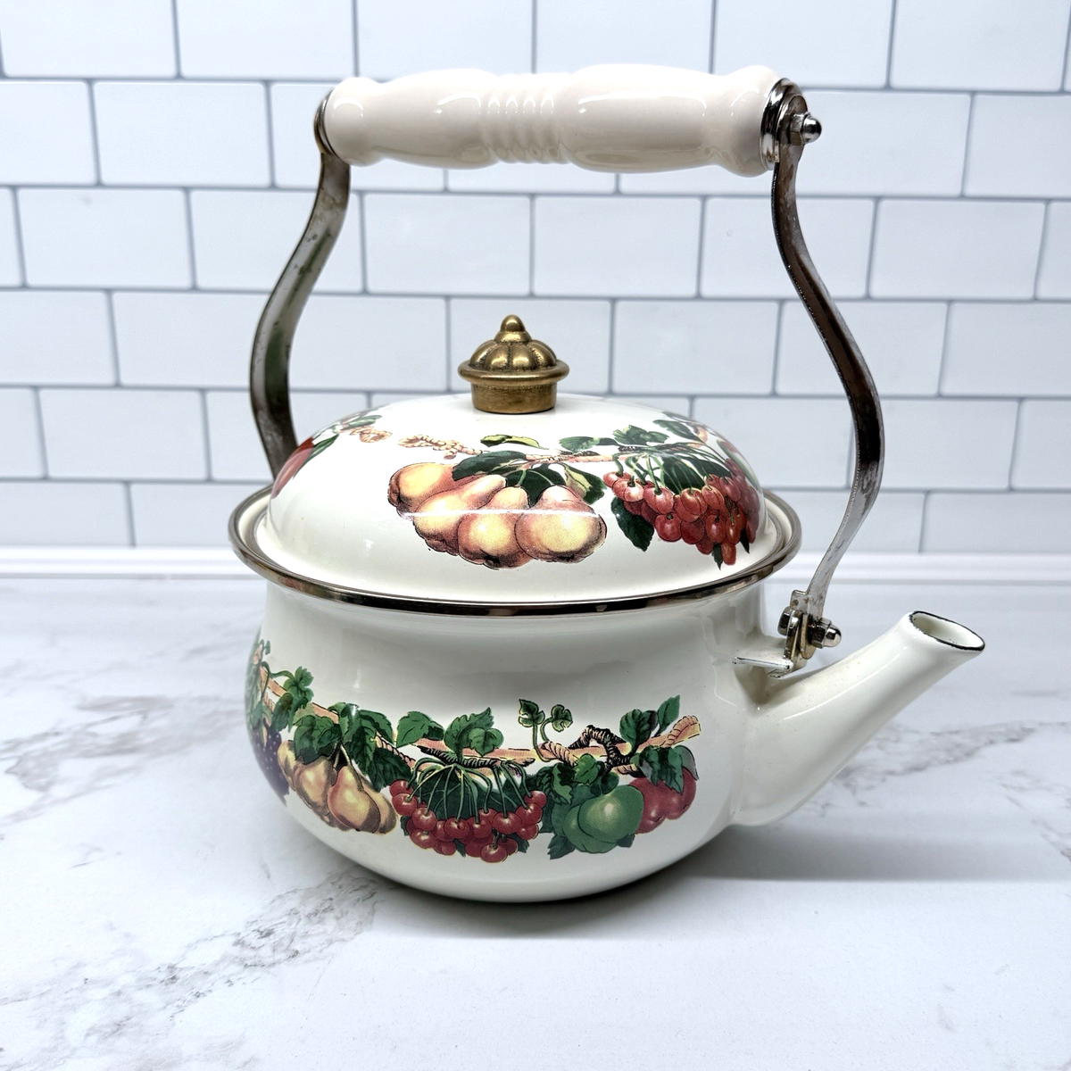VTG 80s Tabletops Unlimited Kensington Garden Tea Pot Kettle Fruit