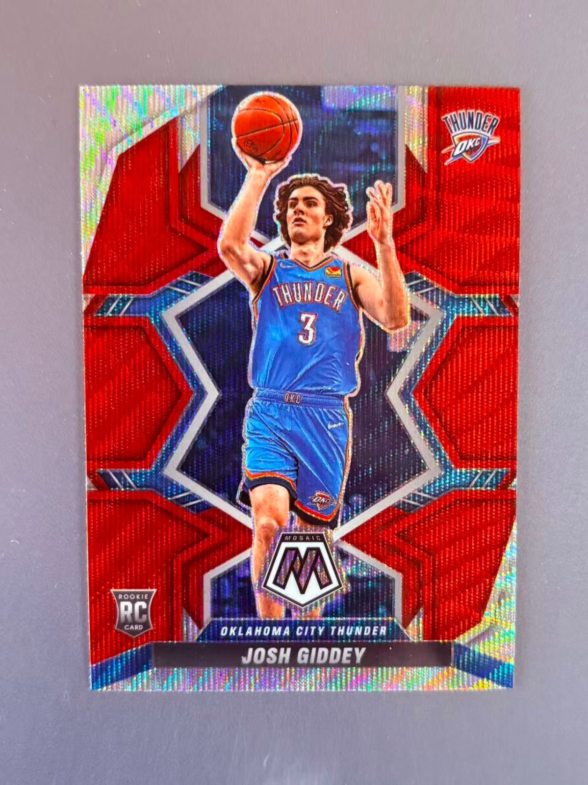 Josh Giddey 2021-22 Panini Mosaic Asia Red Wave Prizm RC #210