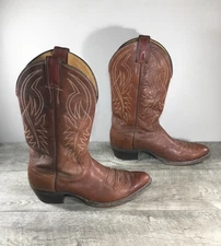 Justin 2497 Deerlite Cognac Cowboy Western Leather Pull On Mens Boots Size 9