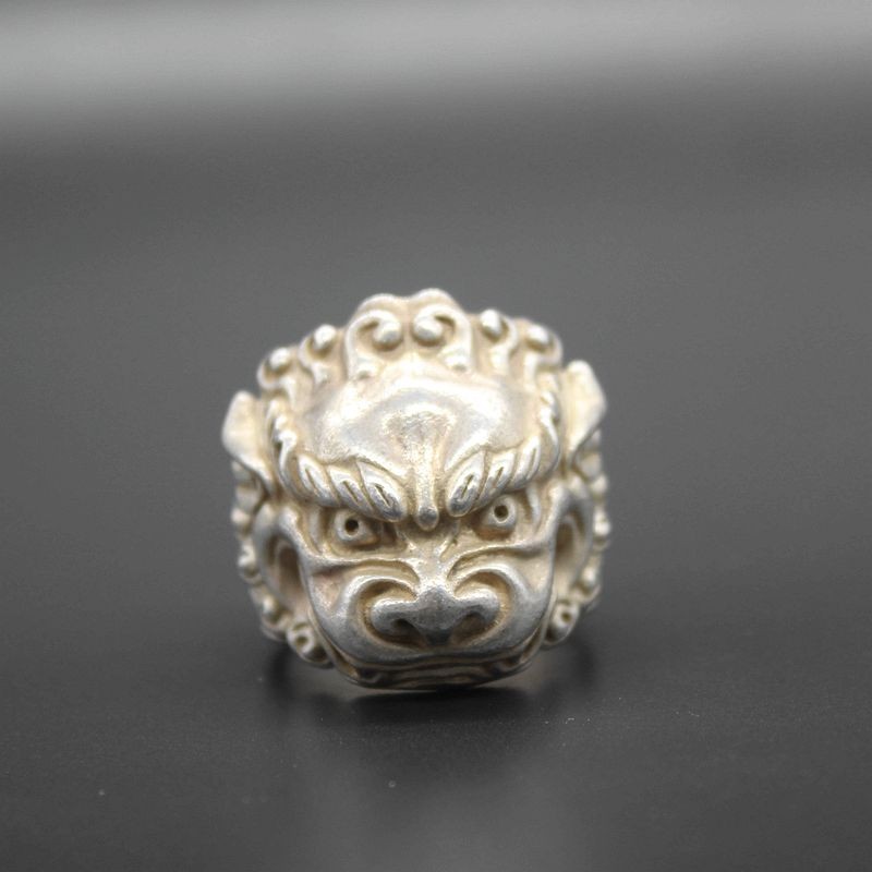 Anillo para hombre anillo de plata tibetano anillo cabeza de león diámetro tamaño: 20 mm