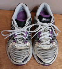 ASICS Gel Running Walking Shoe White Purple Gray Women's 6.5 Lightweight Casual 