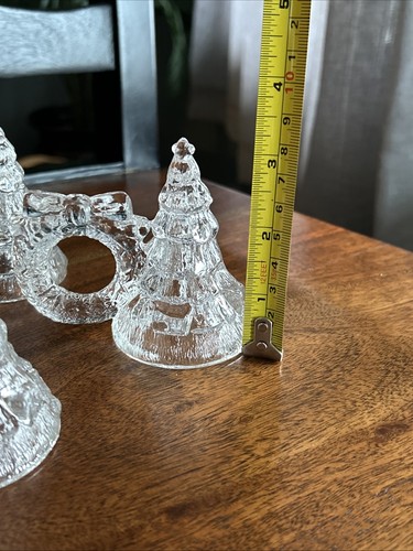 4 Vintage Celebrations Crystal Clear Christmas Tree Round Napkin Ring Holders - Picture 6 of 7