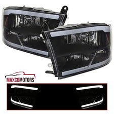 Black Headlights Fits 2009-2018 Dodge Ram 1500 2500 3500 Led Strip Tube Lamps Black Headlights Fits 2009-2018 Dodge Ram 1500 2500 3500 Led Strip Tube Lamps