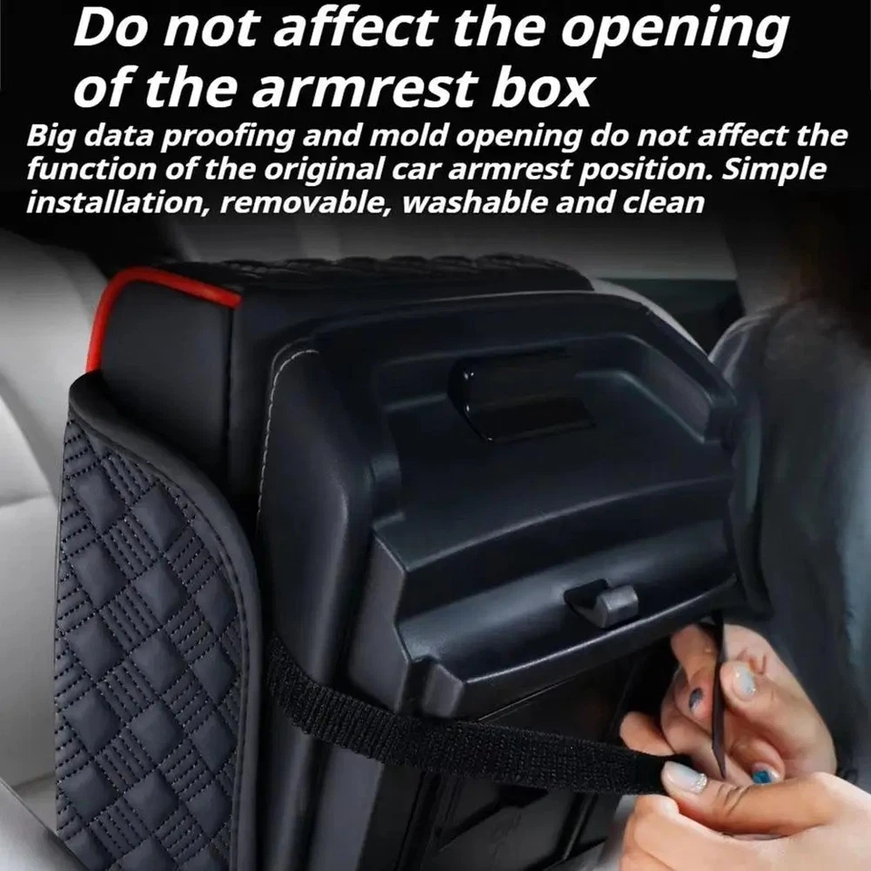 For FORD Car Armrest Cushion Center Console Cover Leather Cup Holder Tissue Box Foto 4 de 4