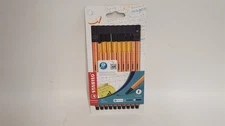 STABILO Point 88 Fineliner 0.4mm Fine Black Ink Writing Pens, 10 Pack NEW