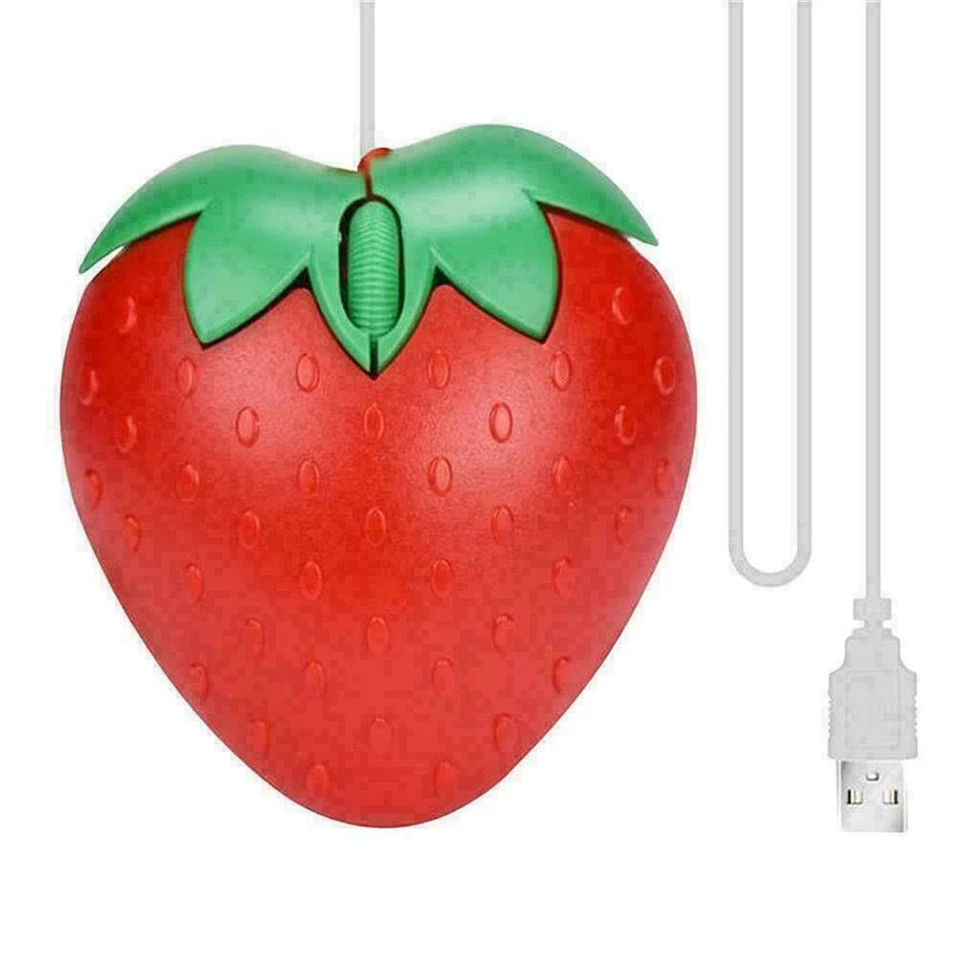 Cartoon USB Wired Mouse Strawberry Design PC 3D Mini Portable W4W3 I2X1 S8U3 - Image 2 of 4