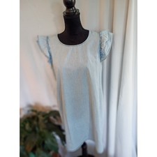 As U Wish Womens Light Wash Chambray Ruffle Sleeve Shift Mini Dress Blue Size M