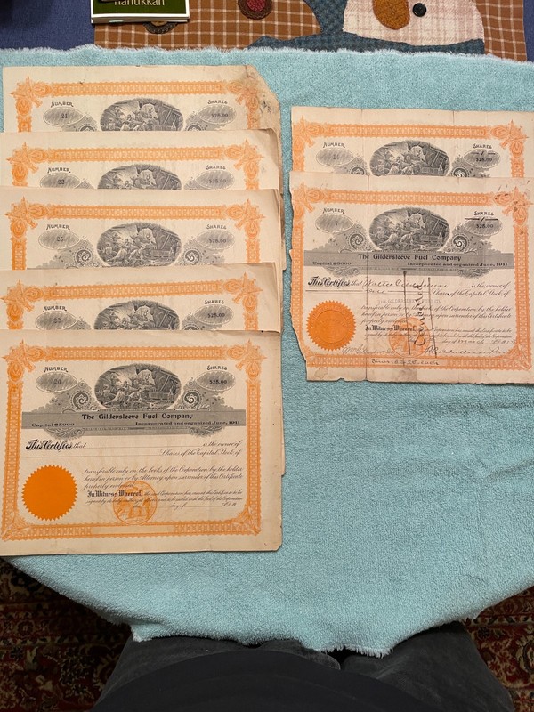 Antique Stock Shares The Gildersleeve Fuel Company June 1911