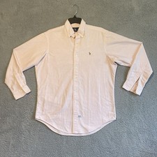 Ralph Lauren Men's Pink  White Stripe 100 Cotton Pony Button-Down 15.5-33