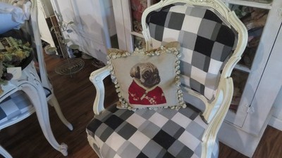 Adorable Dressed PUG Aubusson style Needlepoint Pillow NWOT Pillow w Insert #3
