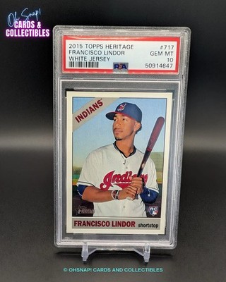   2015 Topps Heritage Fransisco Lindor White Jersey RC SP PSA 10  